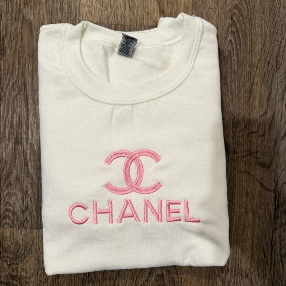 Pink Paris Vintage Inspired White Sweater